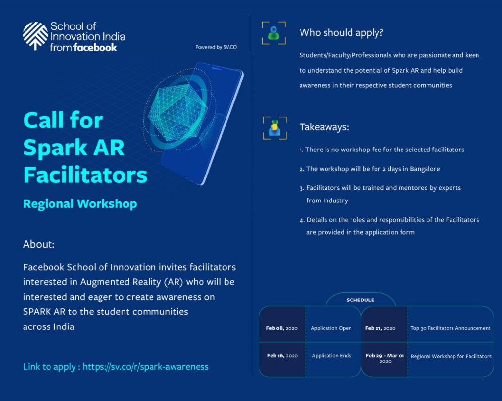 Call for SPARK AR Facilitators by Facebook School of Innovation India 1 SPARK AR Facilitators